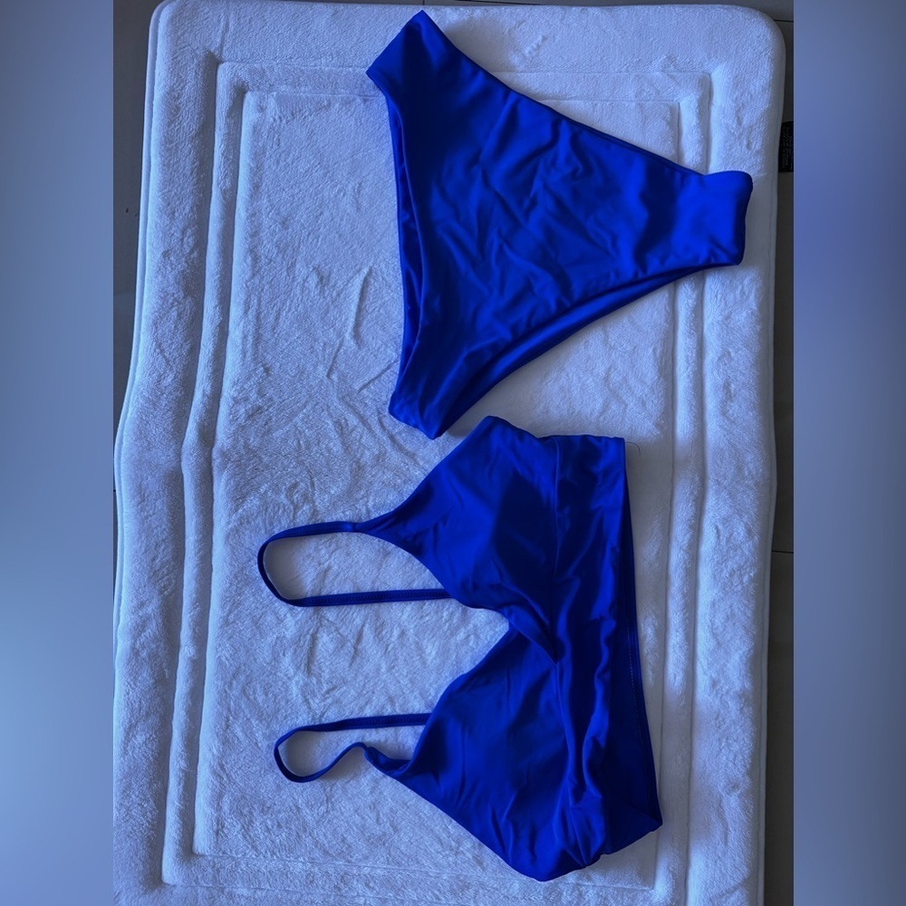 NWOT Womens Two Piece High Waisted Bikini unbranded size XL blue - Picture 4 of 14